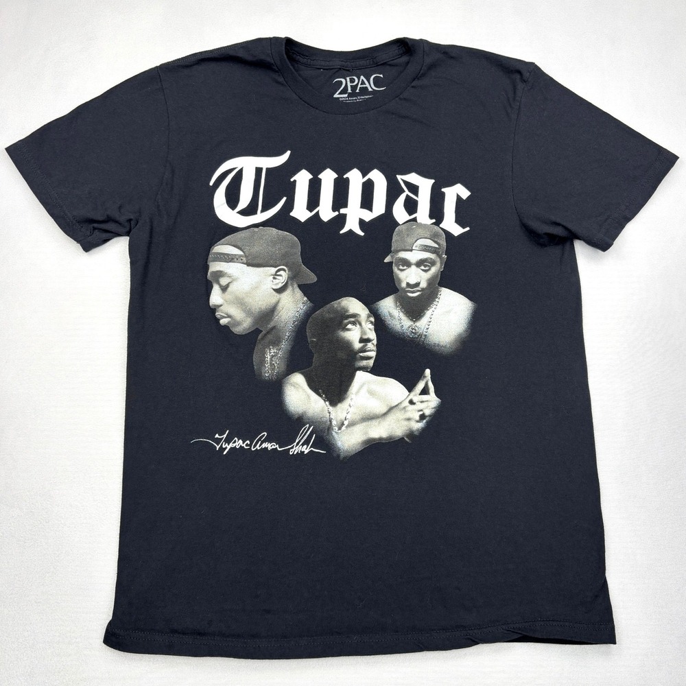 2PAC Shirt Mens Medium Black Tupac Shakur Rap Graphic Tee Amaru Bravado Hip Hop